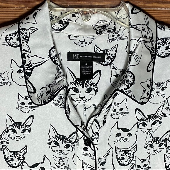 CAT Print Dress Blouse by INC - Never Worn!! - Picture 3 of 4